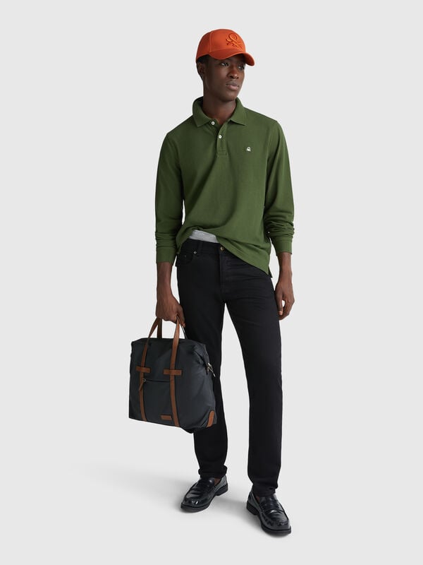 Long sleeve cotton polo Men