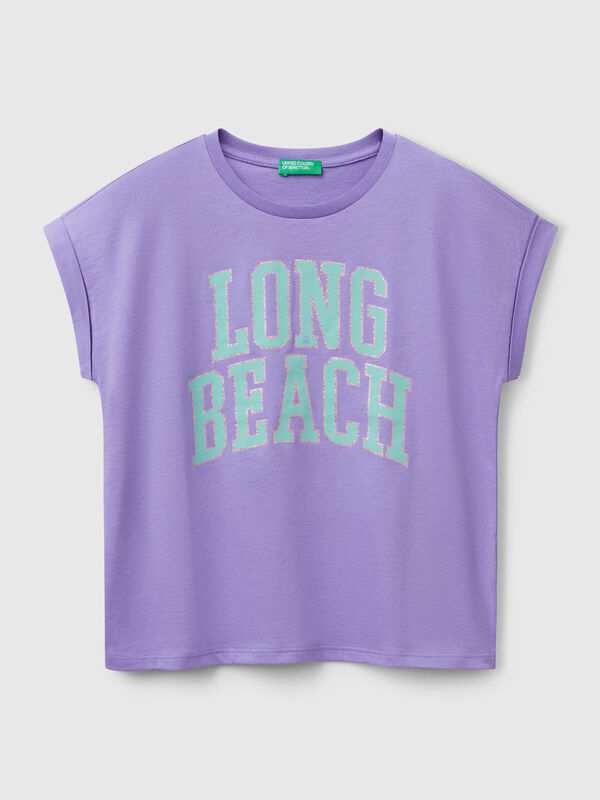 Boxy fit t-shirt with print and glitter Junior Girl