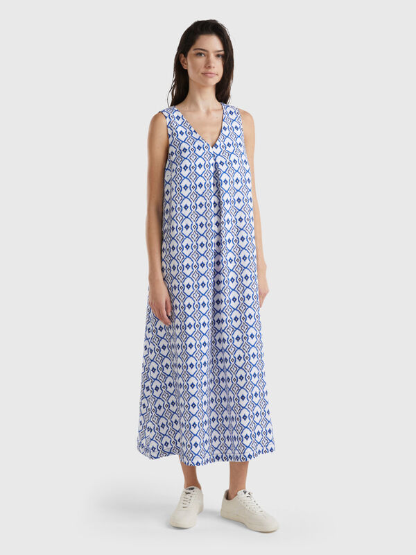 Printed linen dress Women