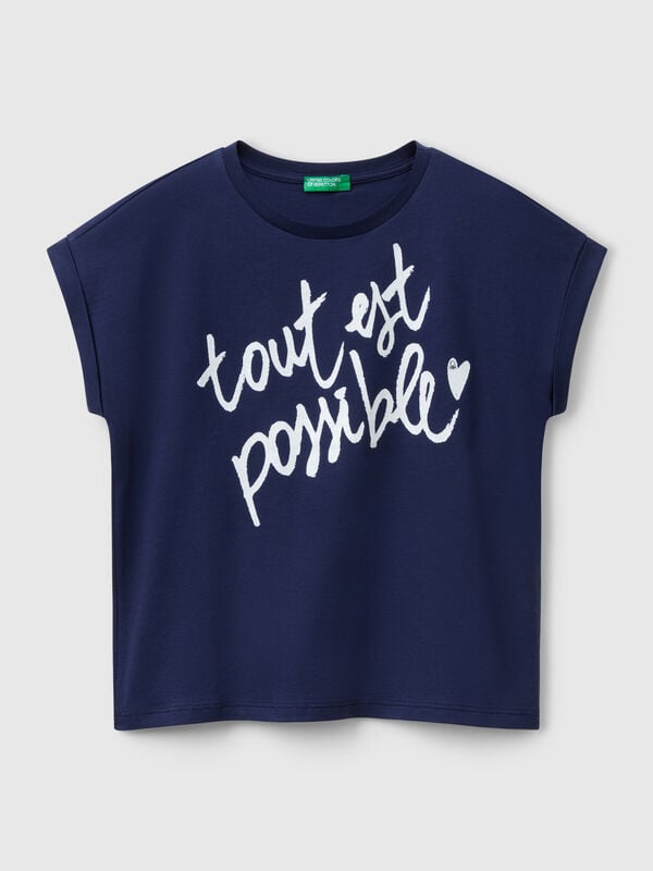 Boxy fit t-shirt with print and glitter Junior Girl