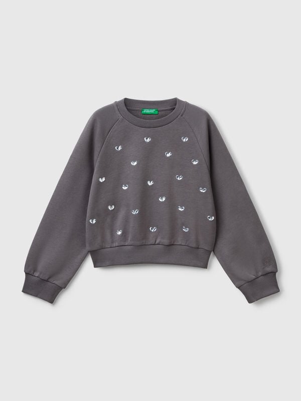 Sweatshirt with heart rhinestones Junior Girl