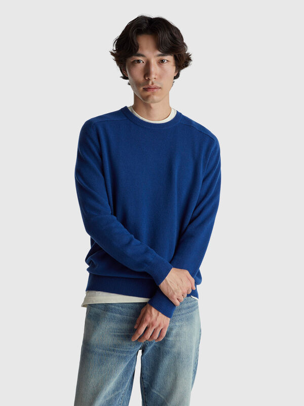 Crew neck sweater in pure Merino wool Men