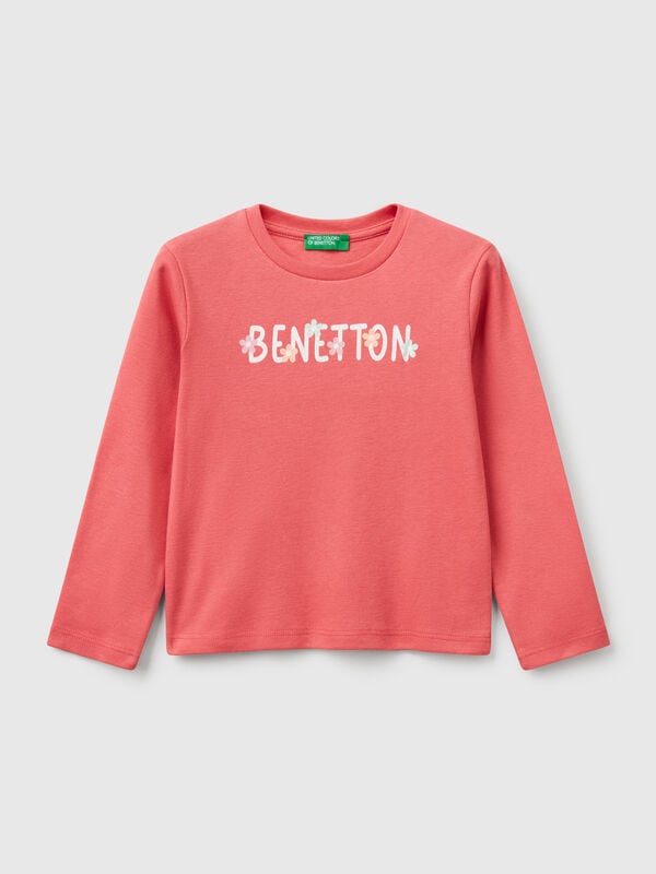 Slim fit t-shirt with glittery print Junior Girl
