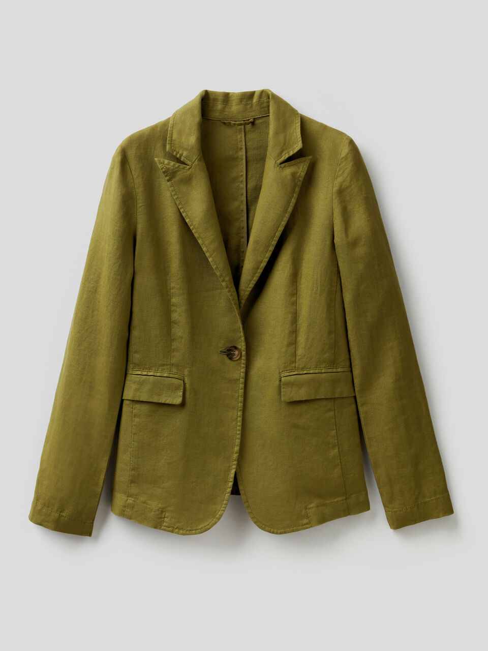 Waisted blazer in 100% linen image number 1