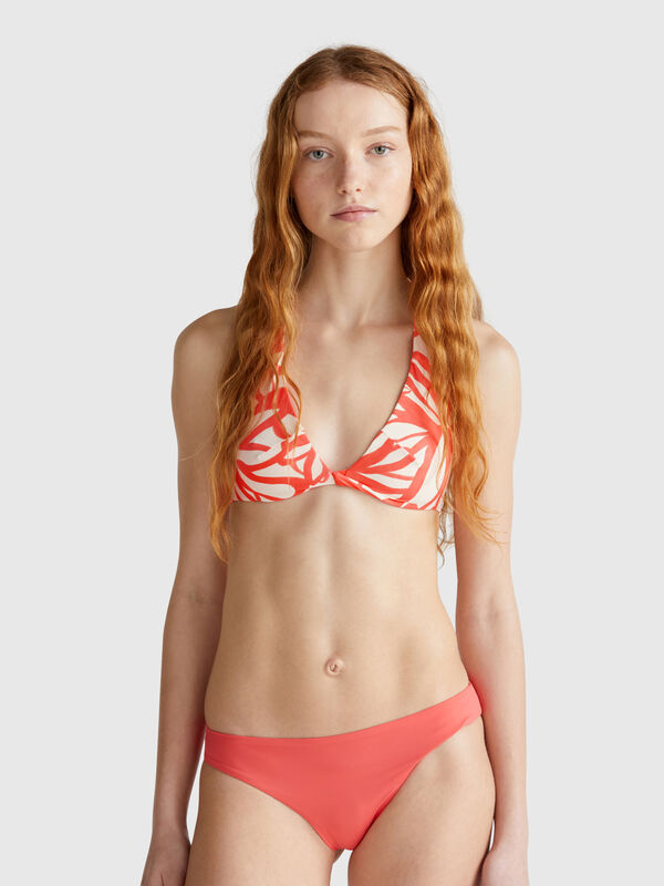 Triangle bikini top with coral print Women
