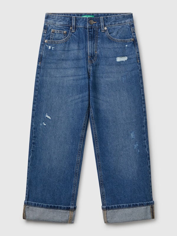 Straight leg jeans with tears Junior Boy