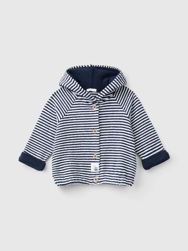 Striped sweatshirt in recycled cotton blend New Born (0-18 months)