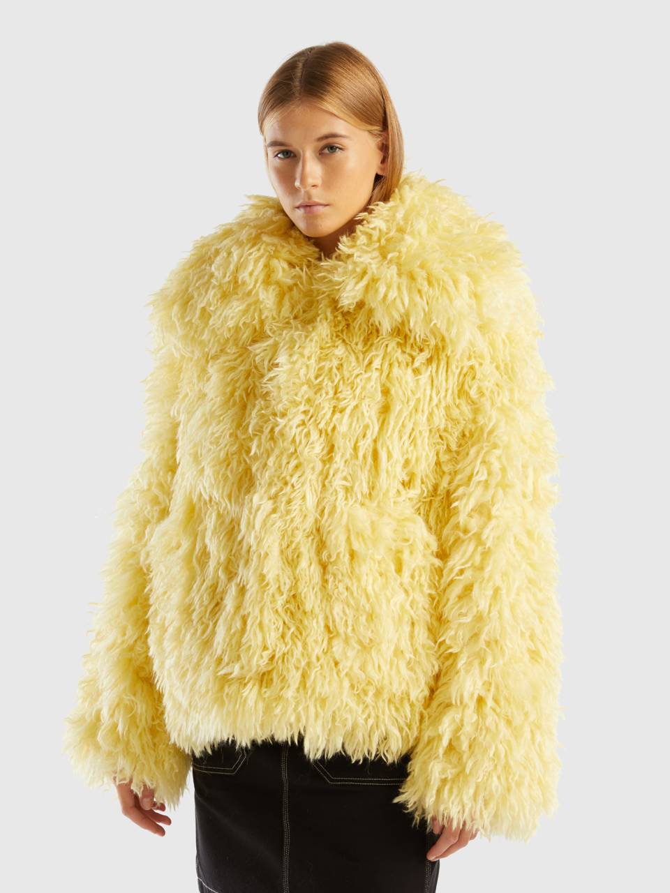 Yellow fur jacket hotsell