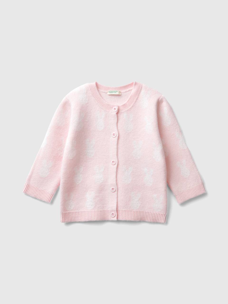 Cardigan with bunny inlay